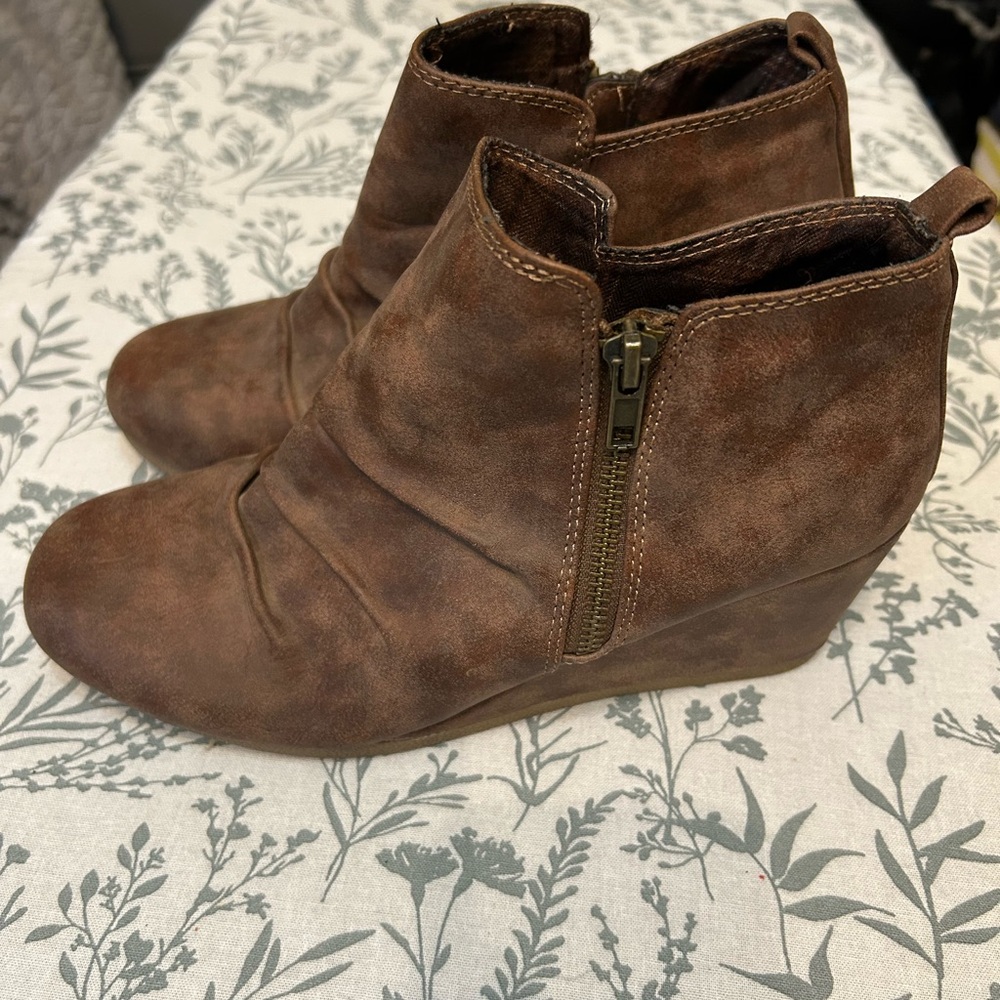 Maurices Distressed Brown Ankle Booties